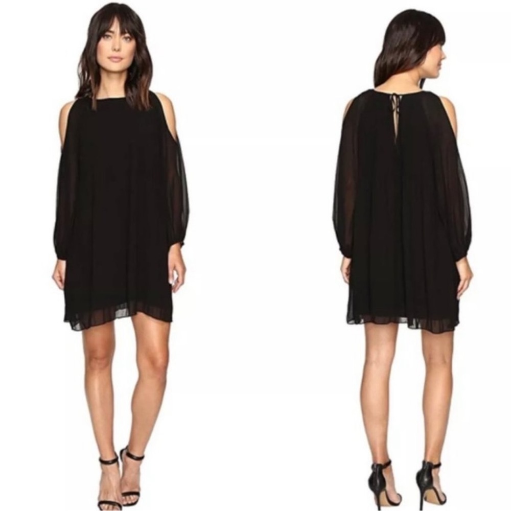 3/$20 Sanctuary Pleated Black Cold Shoulder - Flowy - Mini Dress XS